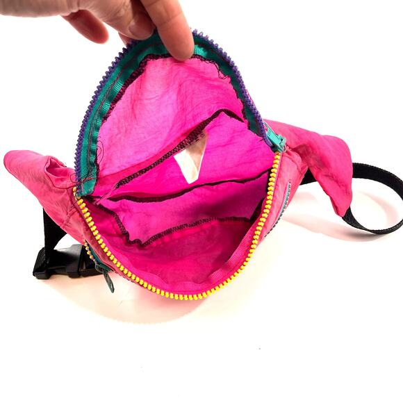 vintage Pacsport neon pink 1990s bum bag belt bag fanny pack pink green purple - Picture 6 of 7